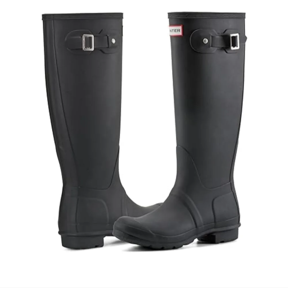 NWT Hunter Refined Black Gold Trim Tall Women's Boots - 39
